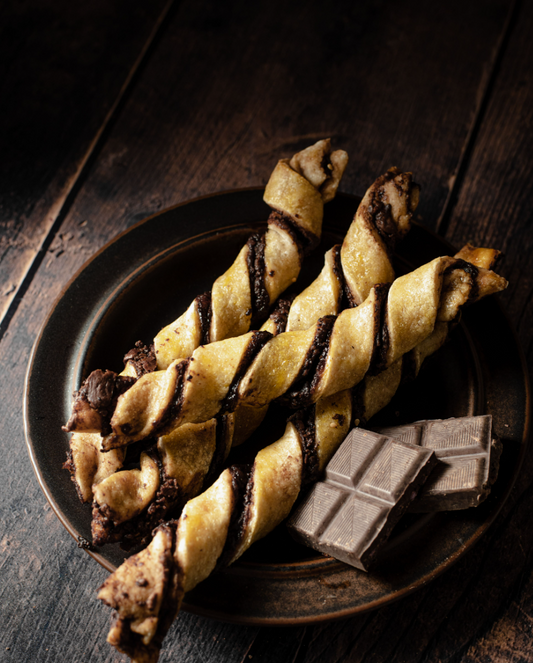 Glutenfreie Schokocreme Stangen aus Bürli Teig